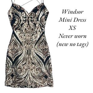 Windsor Black and Gold Mini Dress
